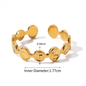Vintage French Style Round Dot Design Fashion Wholesale Women Stainless Steel Ring