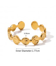 Vintage French Style Round Dot Design Fashion Wholesale Women Stainless Steel Ring