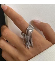 High Quality Popular Beading Tassel Unique Design Fashion Wholesale Women Stainless Steel Ring - Silver