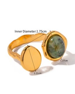 French Retro Style Titanium Steel Jewelry Natural Stone Fashion Wholesale Women Stainless Steel Ring
