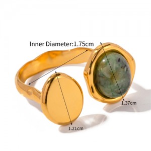 French Retro Style Titanium Steel Jewelry Natural Stone Fashion Wholesale Women Stainless Steel Ring