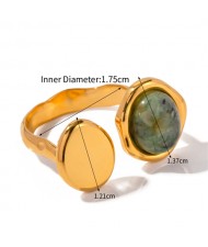 French Retro Style Titanium Steel Jewelry Natural Stone Fashion Wholesale Women Stainless Steel Ring