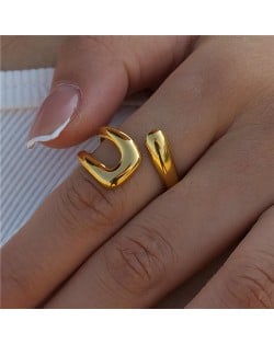 French Retro Style Titanium Steel Jewelry Geometry Design Wholesale Women Stainless Steel Ring