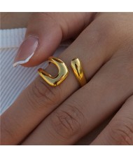 French Retro Style Titanium Steel Jewelry Geometry Design Wholesale Women Stainless Steel Ring