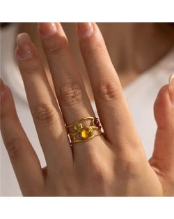 Retro Court Style Titanium Steel Jewelry Hollow-out Design Wholesale Women Stainless Steel Ring