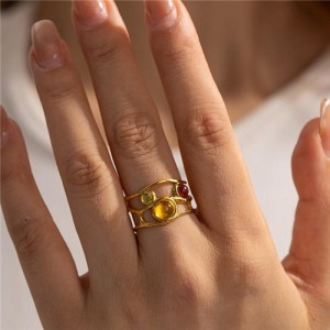 Retro Court Style Titanium Steel Jewelry Hollow-out Design Wholesale Women Stainless Steel Ring