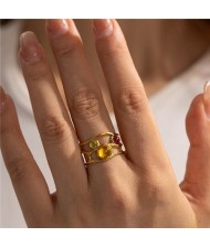 Retro Court Style Titanium Steel Jewelry Hollow-out Design Wholesale Women Stainless Steel Ring