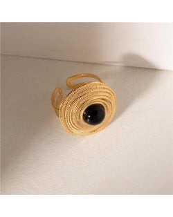 Retro Titanium Steel Jewelry Black Eye Open-end Design Wholesale Women Stainless Steel Ring