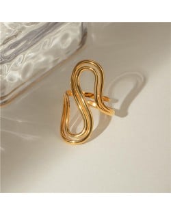 Popular Titanium Steel Jewelry Double-Layer S Shape Design Wholesale Women Stainless Steel Ring