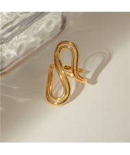 Popular Titanium Steel Jewelry Double-Layer S Shape Design Wholesale Women Stainless Steel Ring