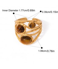 (2 Options) 1Piece High Quantity Stone Decorated Width Wholesale Women Stainless Steel Ring