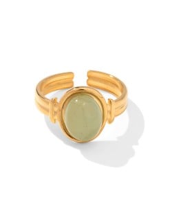 Retro French Style Titanium Steel Jewelry Oval Grapestone Wholesale Women Stainless Steel Ring
