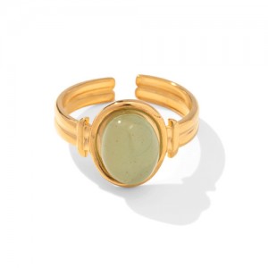 Retro French Style Titanium Steel Jewelry Oval Grapestone Wholesale Women Stainless Steel Ring