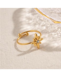 Eight Point Star Retro French Style Titanium Steel Jewelry Wholesale Women Stainless Steel Ring
