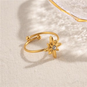 Eight Point Star Retro French Style Titanium Steel Jewelry Wholesale Women Stainless Steel Ring