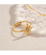 Eight Point Star Retro French Style Titanium Steel Jewelry Wholesale Women Stainless Steel Ring