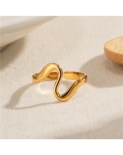 Irregular Curve Snake Design Retro Titanium Steel Jewelry Women Stainless Steel Ring