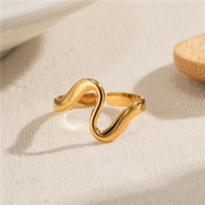 Irregular Curve Snake Design Retro Titanium Steel Jewelry Women Stainless Steel Ring