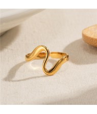 Irregular Curve Snake Design Retro Titanium Steel Jewelry Women Stainless Steel Ring