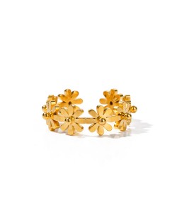 Lovely Daisy Open-end Fashion Wholesale Titanium Steel Jewelry Women Stainless Steel Ring