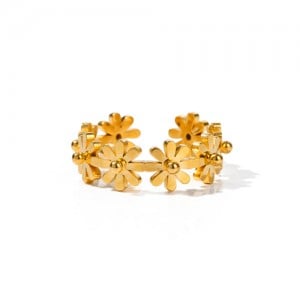 Lovely Daisy Open-end Fashion Wholesale Titanium Steel Jewelry Women Stainless Steel Ring