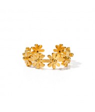 Lovely Daisy Open-end Fashion Wholesale Titanium Steel Jewelry Women Stainless Steel Ring