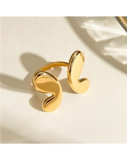 Fashion Polish Butterfly Design French Style Wholesale Titanium Steel Jewelry Women Stainless Steel Ring