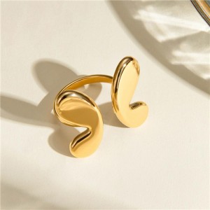 Fashion Polish Butterfly Design French Style Wholesale Titanium Steel Jewelry Women Stainless Steel Ring