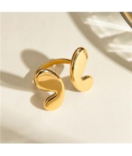 Fashion Polish Butterfly Design French Style Wholesale Titanium Steel Jewelry Women Stainless Steel Ring