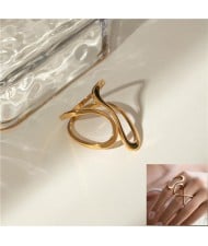 Punk Style Line Width Design Open-end Fashion Wholesale Titanium Steel Jewelry Women Stainless Steel Ring