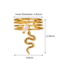 (4 Options) 1 Piece Flower Butterfly Snake Design Open-end Fashion Wholesale Titanium Steel Women Stainless Steel Ring
