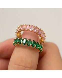 (2 Options) 1 Piece Titanium Steel Jewelry Cubic Zirconia Open-end Fashion  Women Stainless Steel Ring