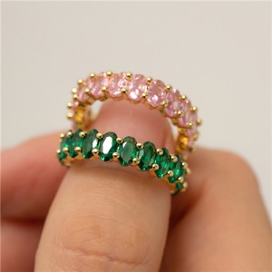 (2 Options) 1 Piece Titanium Steel Jewelry Cubic Zirconia Open-end Fashion  Women Stainless Steel Ring