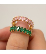 (2 Options) 1 Piece Titanium Steel Jewelry Cubic Zirconia Open-end Fashion  Women Stainless Steel Ring