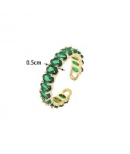 (2 Options) 1 Piece Titanium Steel Jewelry Cubic Zirconia Open-end Fashion  Women Stainless Steel Ring