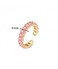 (2 Options) 1 Piece Titanium Steel Jewelry Cubic Zirconia Open-end Fashion  Women Stainless Steel Ring