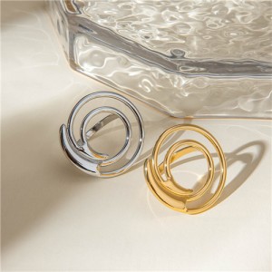 (2 Options) 1 Piece Titanium Steel Jewelry Irregular Circel Design Fashion  Women Stainless Steel Ring