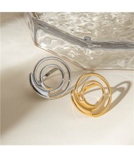 (2 Options) 1 Piece Titanium Steel Jewelry Irregular Circel Design Fashion  Women Stainless Steel Ring