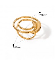 (2 Options) 1 Piece Titanium Steel Jewelry Irregular Circel Design Fashion  Women Stainless Steel Ring