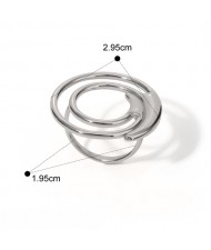 (2 Options) 1 Piece Titanium Steel Jewelry Irregular Circel Design Fashion  Women Stainless Steel Ring