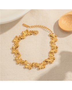  U.S. Fashion Butterfly Golden Chain Titanium Steel Jewrlry Wholesale Women Stainless Steel Bracelet