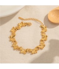  U.S. Fashion Butterfly Golden Chain Titanium Steel Jewrlry Wholesale Women Stainless Steel Bracelet