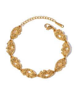 Fashion Titanium Steel Jewrlry Retro Texture Lip Shape Design Wholesale Women Fashion Stainless Steel Bracelet