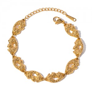 Fashion Titanium Steel Jewrlry Retro Texture Lip Shape Design Wholesale Women Fashion Stainless Steel Bracelet