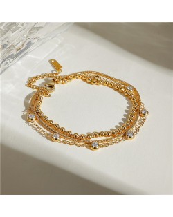 Fashion Titanium Steel Jewrlry Cubic Zirconia Multi-layer Wholesale Women Fashion Stainless Steel Bracelet
