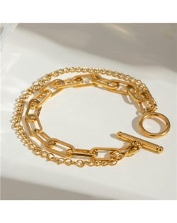 Titanium Steel Jewrlry Fashion Golden Thick Chain Wholesale Women Fashion Stainless Steel Bracelet