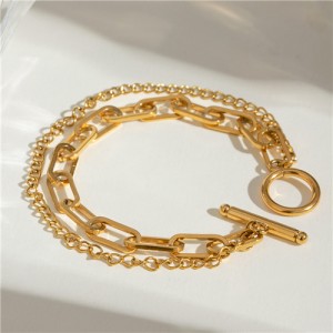 Titanium Steel Jewrlry Fashion Golden Thick Chain Wholesale Women Fashion Stainless Steel Bracelet