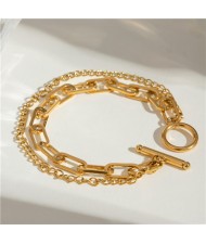 Titanium Steel Jewrlry Fashion Golden Thick Chain Wholesale Women Fashion Stainless Steel Bracelet