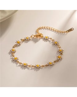 Titanium Steel Jewelry Elegant White Daisy Fashion Wholesale Women Fashion Stainless Steel Bracelet
