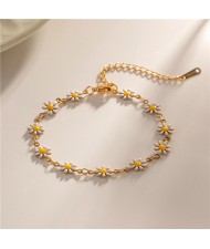 Titanium Steel Jewelry Elegant White Daisy Fashion Wholesale Women Fashion Stainless Steel Bracelet